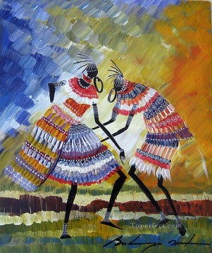 Africaine œuvres - peintures épaisses danseuses noires Afriqueine